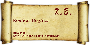 Kovács Bogáta névjegykártya